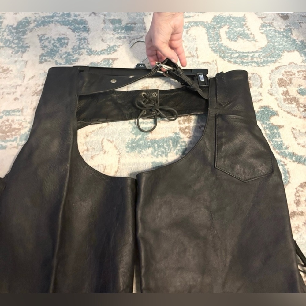 BARNEY’S LEATHER CHIC Black LEATHER Fringe Pants - Picture 6 of 13